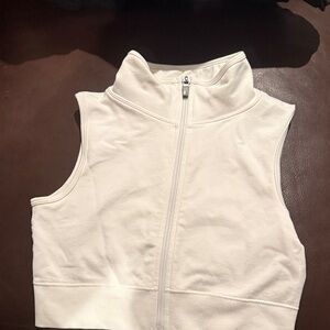 White Sleeveless Zip-Up Vest